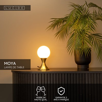 Lucide MOYA - Lampe de table - Ø 12 cm - 1xG9 - Or Mat / Laiton